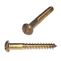 RWS834B #8 X 3/4" Round Head, Slotted, Wood Screw, Brass